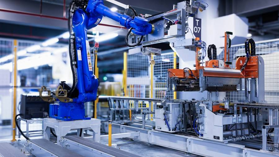 Robotic arm on an automated factory line