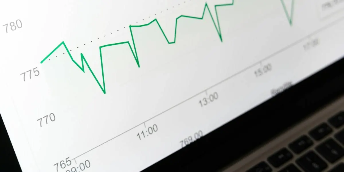Performance chart on a laptop screen