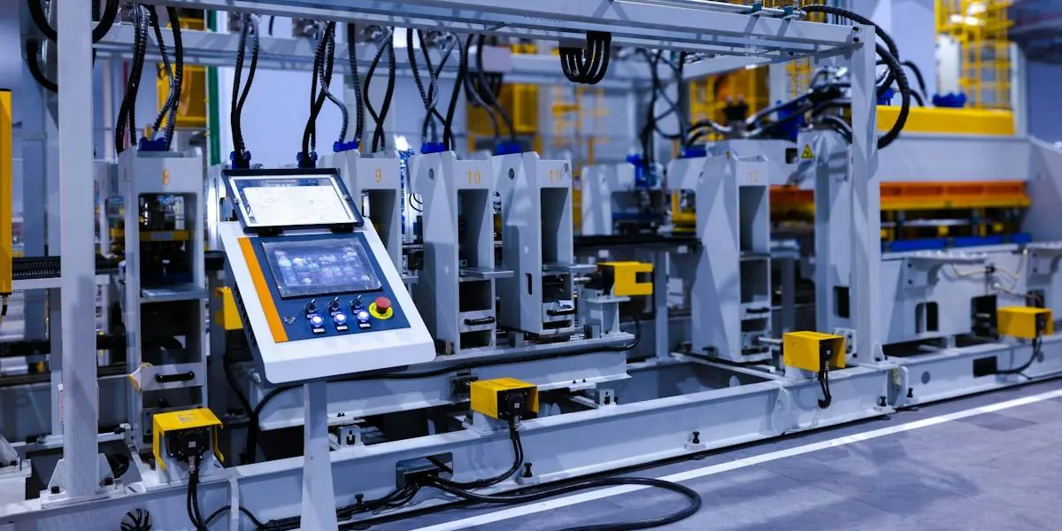 Touchscreen control panel on a manufacturing machine